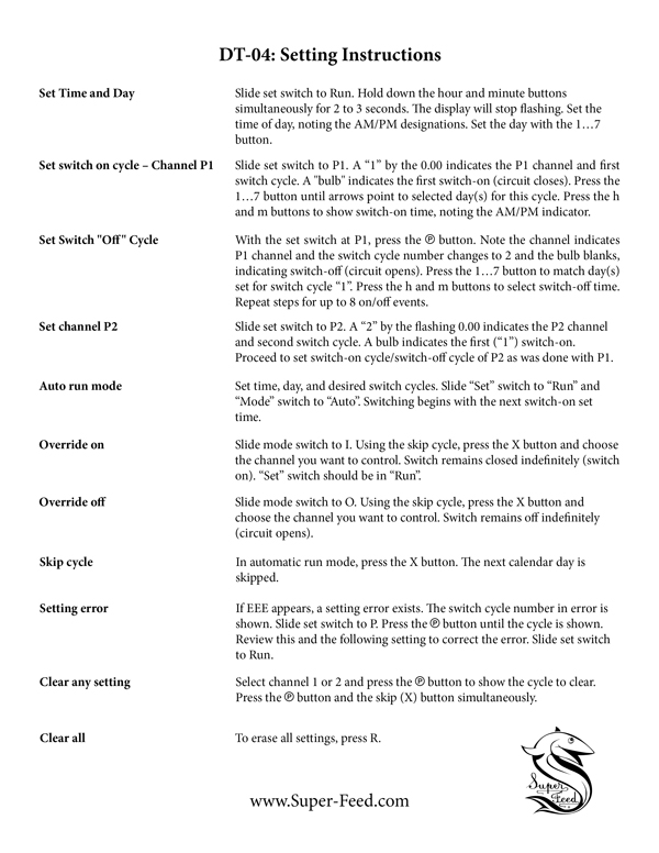 DT-04 2 channel setting instructions
