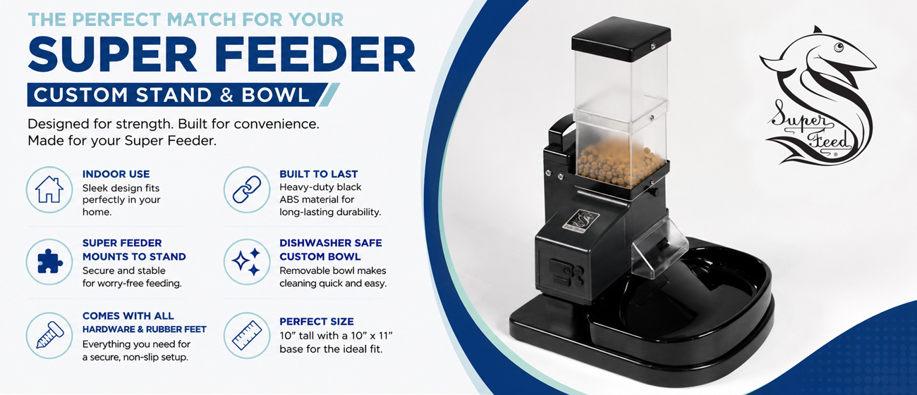 custom designed stand and bowl for automatic cat feeder