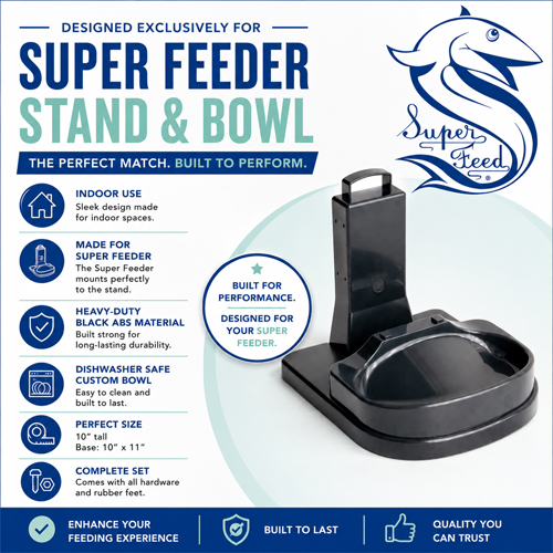 custom designed stand and bowl for automatic cat feeder