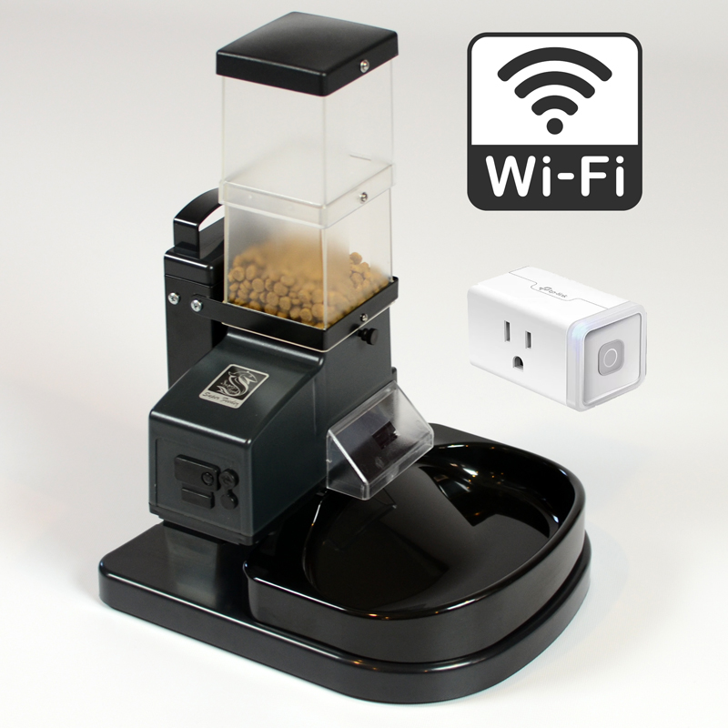 Wifi controlled automatic pet feeder with stand and bowl