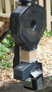 close up of automatic koi pond feeder